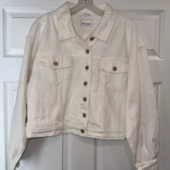 NWT Judy Blue Size Large Brighter Days Boyfriend Fit White Denim Jacket Cropped - Picture 1 of 5